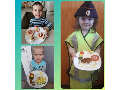 Малыши изучают ПДД. Вкусный дорожный знак.